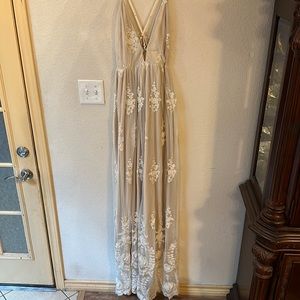 Southern Fried Chics Beige Wedding Dress CrossBack